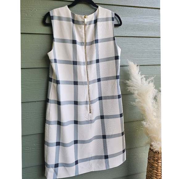 Ted Baker Nayelic Off White Floral Plaid Design Sleeveless Shift Dress - Picture 3 of 14